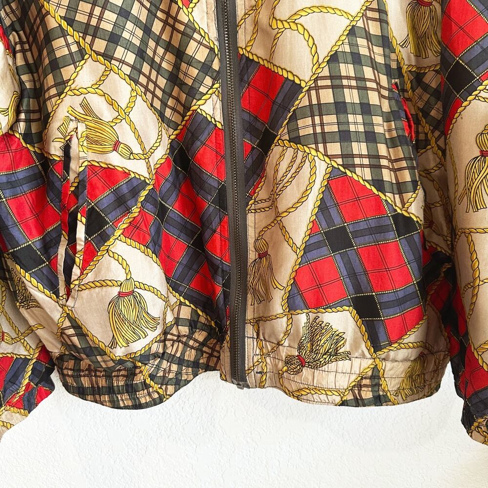 VTG Stunt Sports Silk Bomber Jacket (Small P) Equestrian Print Old Money Preppy - Picture 4 of 12